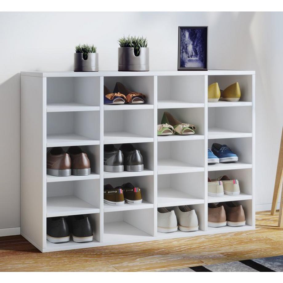 VCM Holz Schuhregal | Maße ca. H. 67 x B. 92 x T. 33 cm | Schuhkommode mit 20 Fächern | Schuhschrank - Hinsol L  