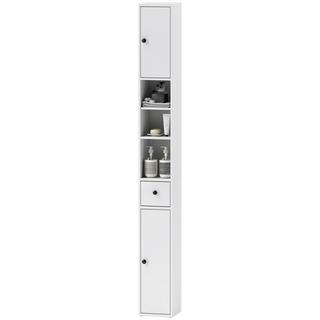 Northio Mobile da bagno stretto, mobile WC alto con cassetto, 3 scomparti aperti, ripiano regolabile, mobiletto da bagno per stanze piccole, bagno, soggiorno 20 x 20 x 178 cm bianco  