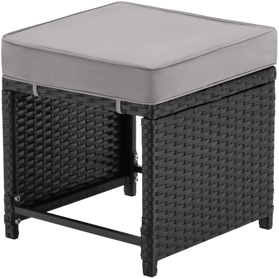 Tectake 2-in-1-Rattanlounge-Set Monopoli Nutzung als Sofa oder Sitzgruppe Tisch mit Lamellen in Holzoptik  