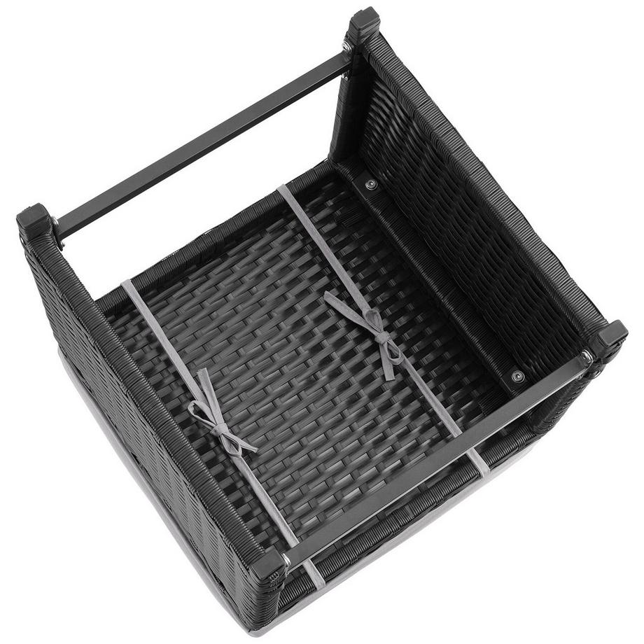 Tectake 2-in-1-Rattanlounge-Set Monopoli Nutzung als Sofa oder Sitzgruppe Tisch mit Lamellen in Holzoptik  