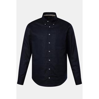 JP1880  Chemise en lin mélangé. Manches longues et col à pointes boutonnées - coupe Modern Fit 