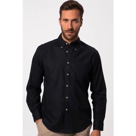 JP1880  Chemise en lin mélangé. Manches longues et col à pointes boutonnées - coupe Modern Fit 