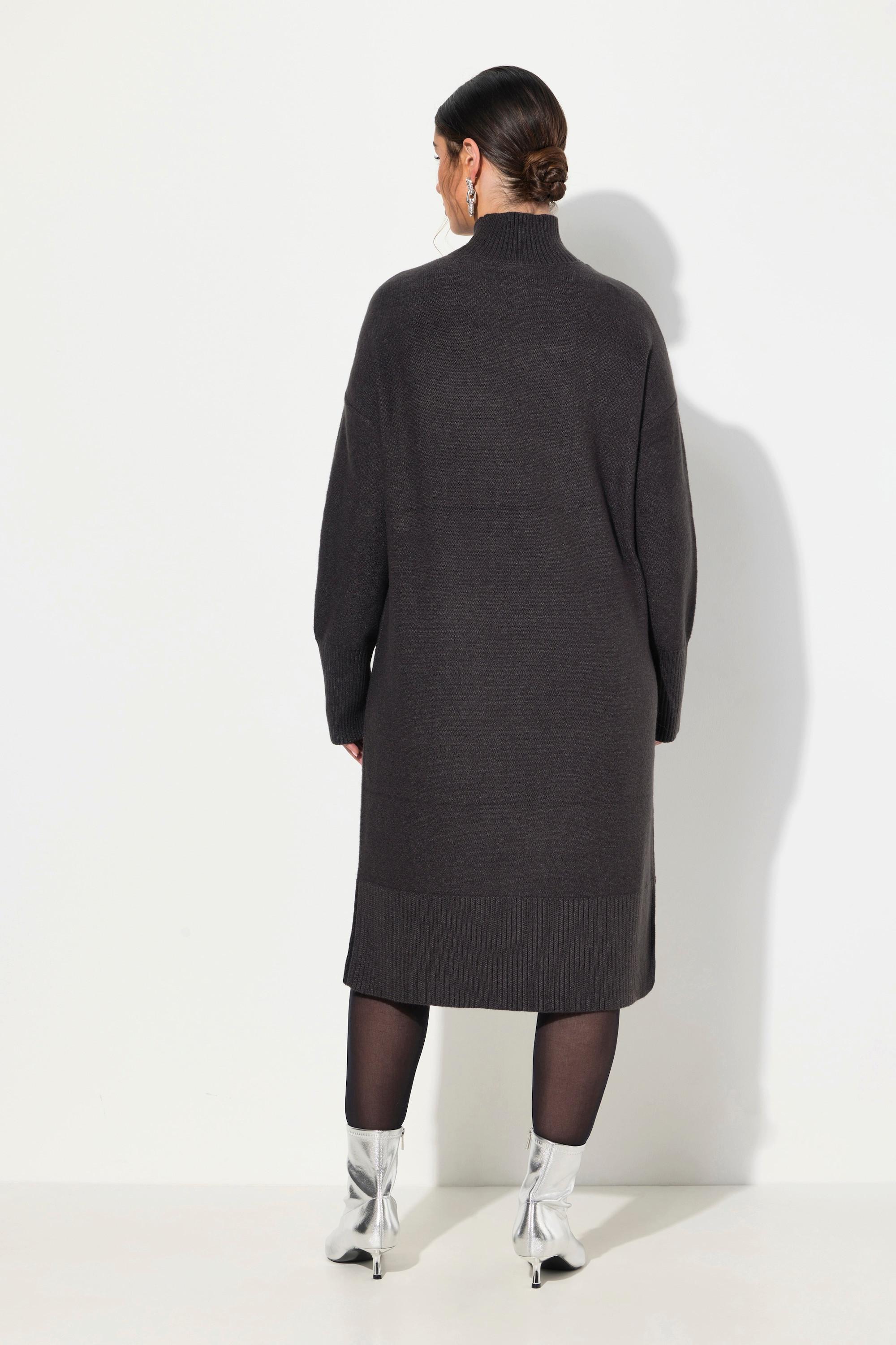 Ulla Popken Strickkleid Linksstrick Stehkragen Langarm  