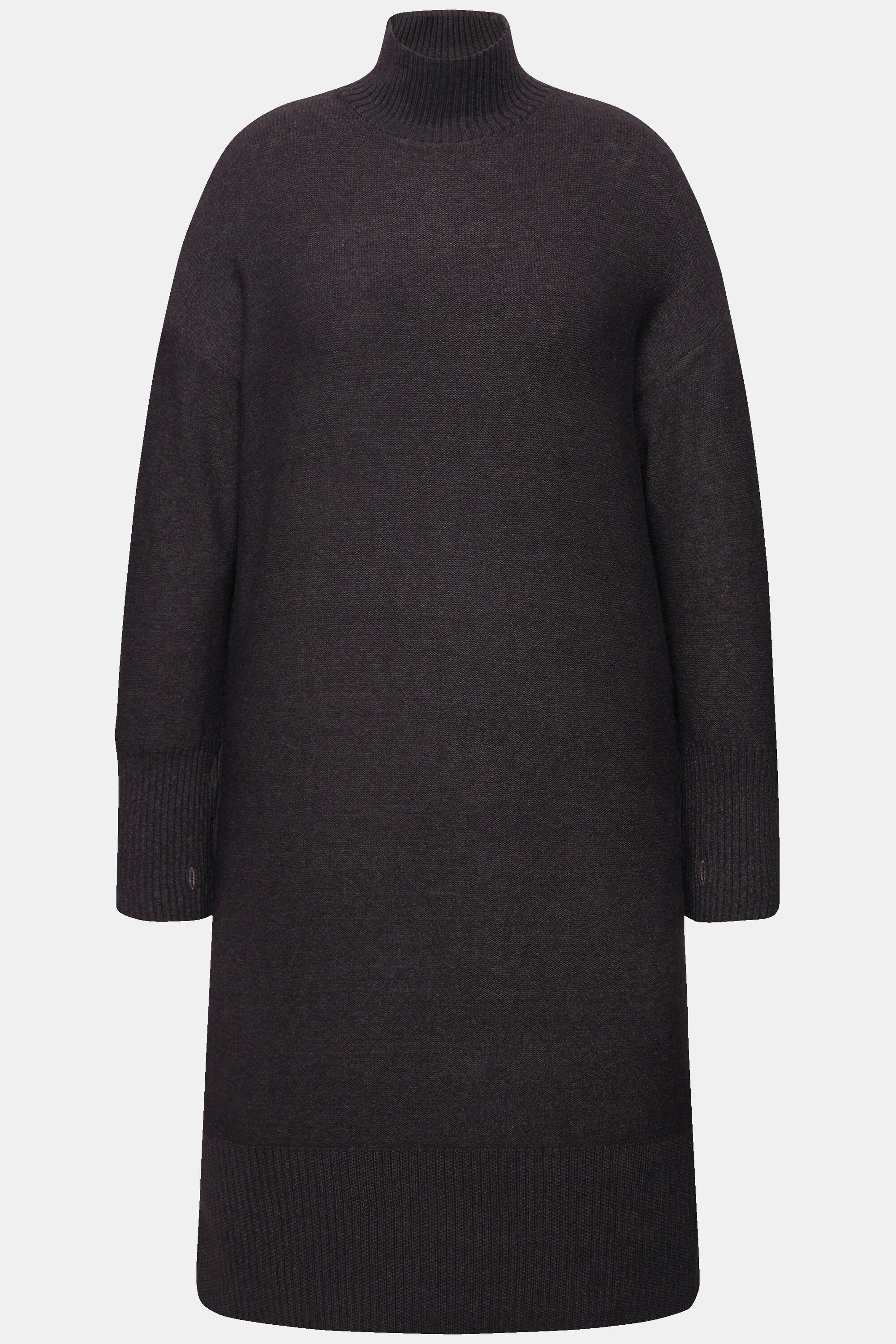 Ulla Popken Strickkleid Linksstrick Stehkragen Langarm  