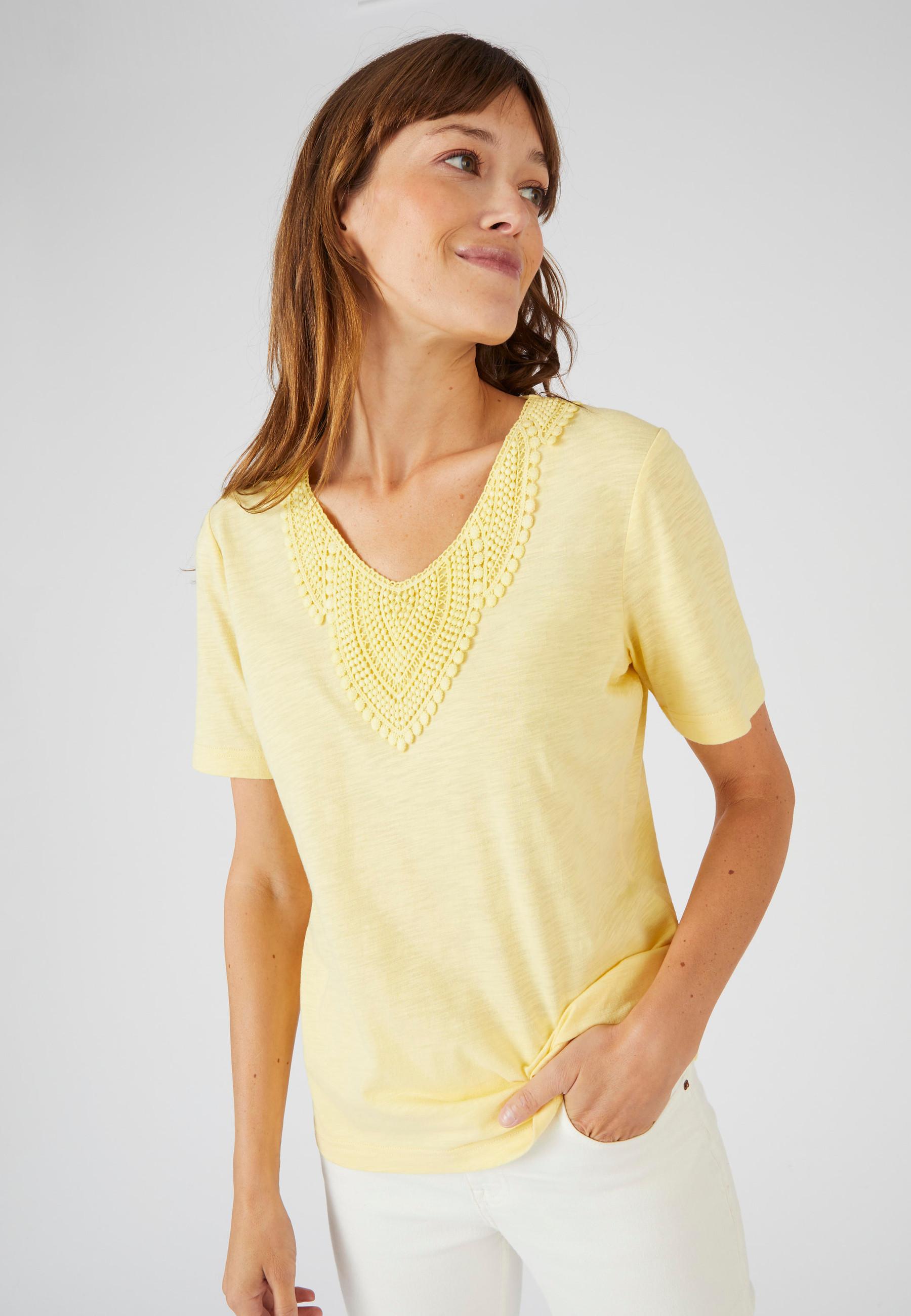 Image of T-shirt Aus Bio-baumwoll-mix. Damen Gelb 34/36