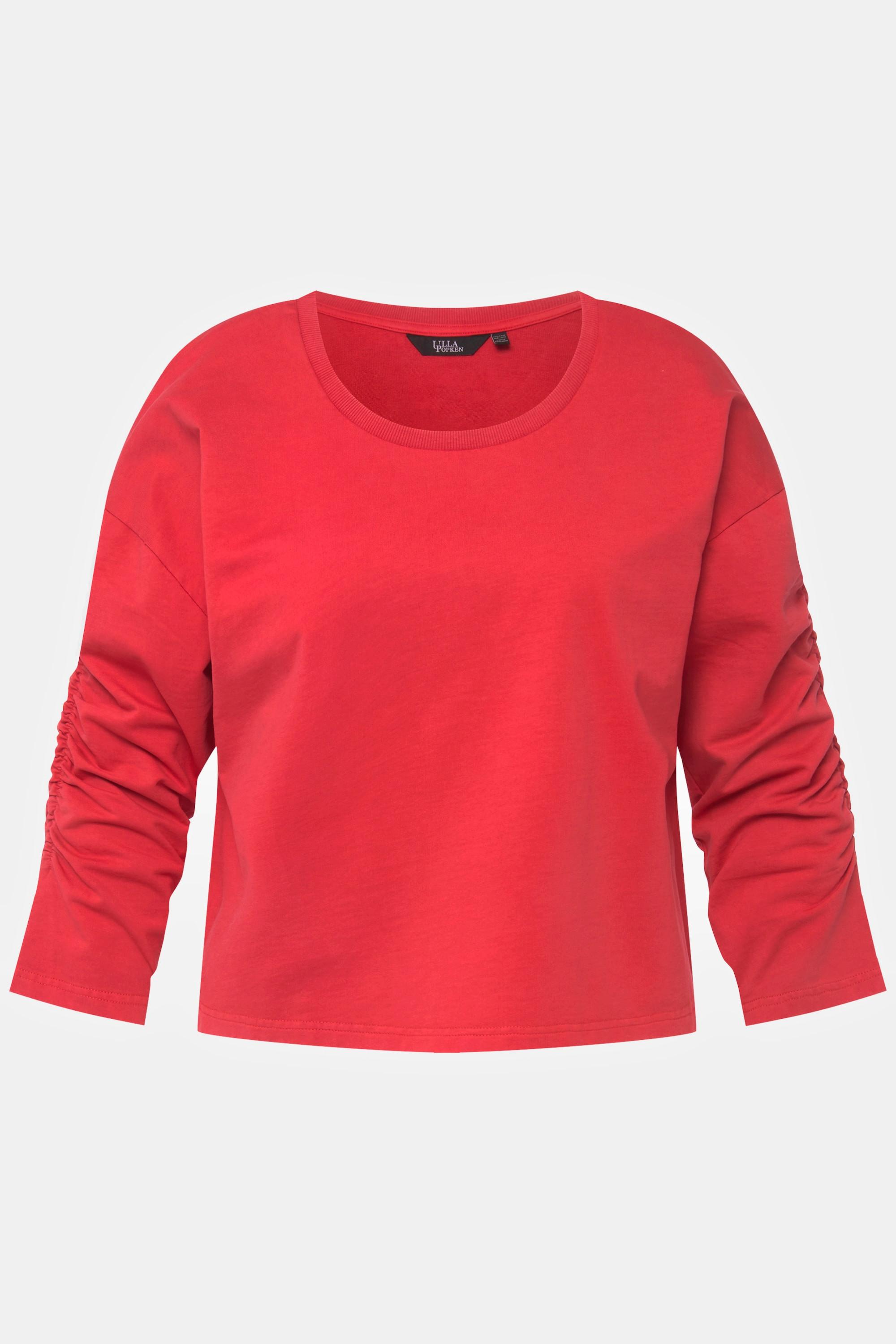 Ulla Popken  Sweat-shirt court et oversized. Col rond, manches 3/4. 