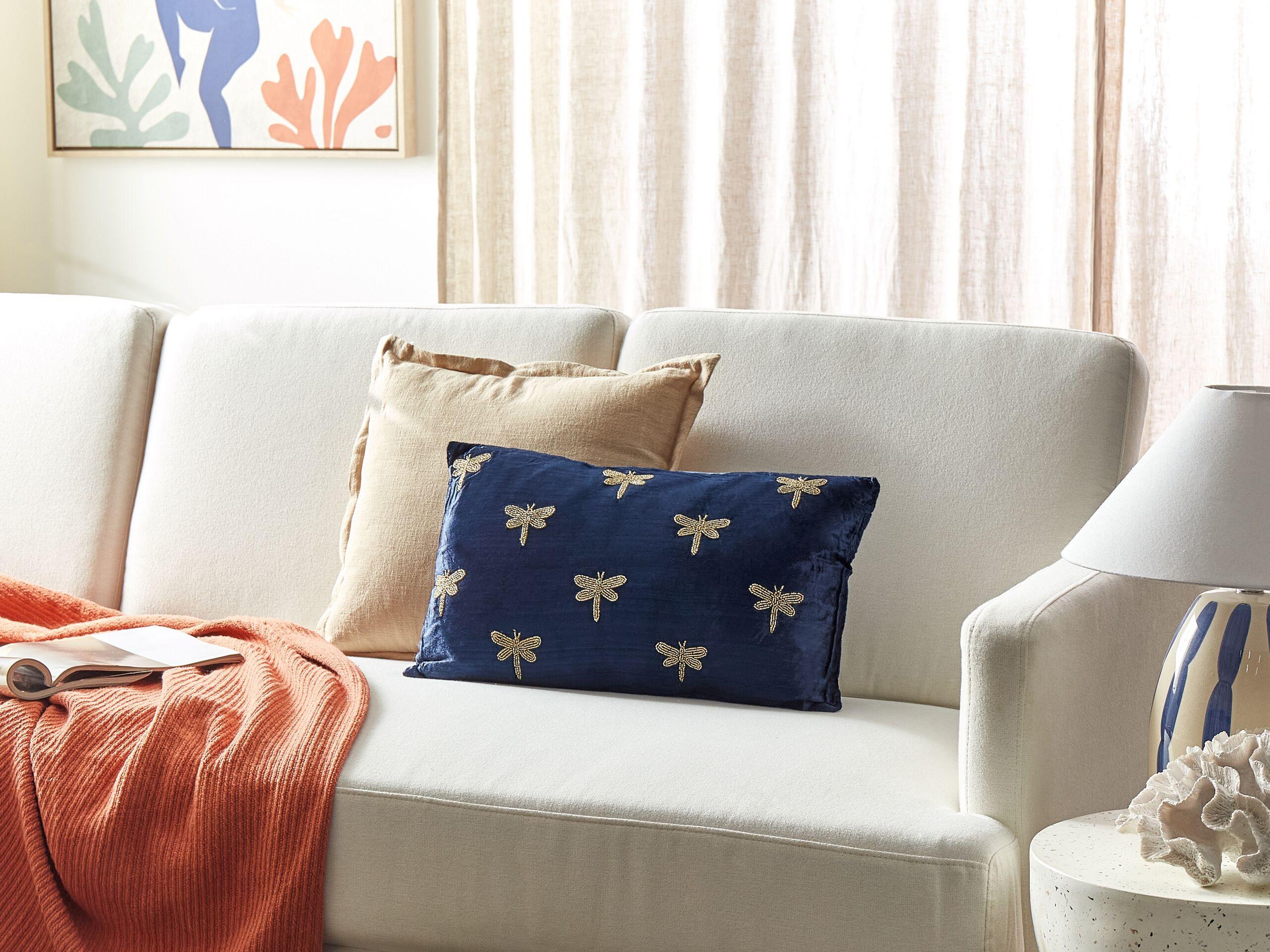 Beliani Coussin en Velours Moderne BLUESTEM  