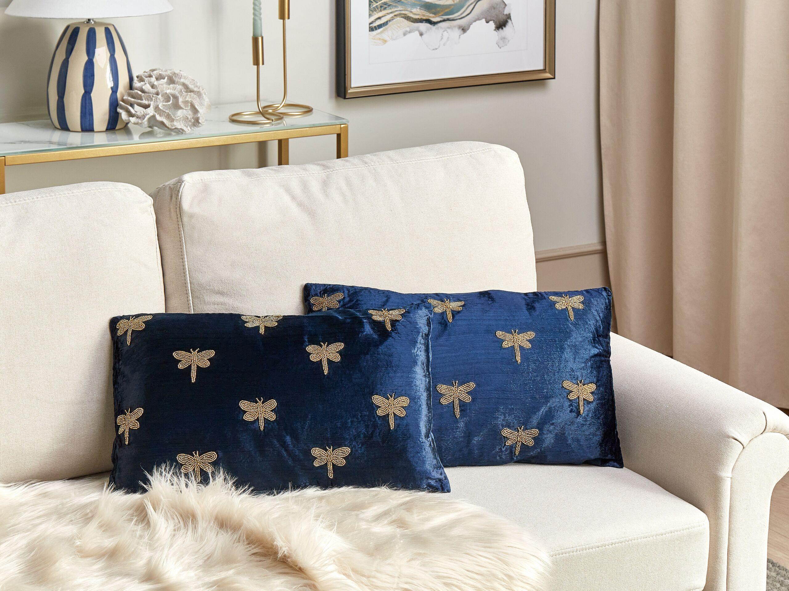 Beliani Coussin en Velours Moderne BLUESTEM  