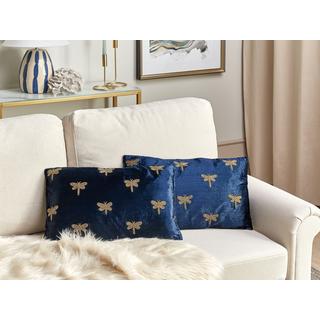 Beliani Cuscino decorativo en Velluto Moderno BLUESTEM  