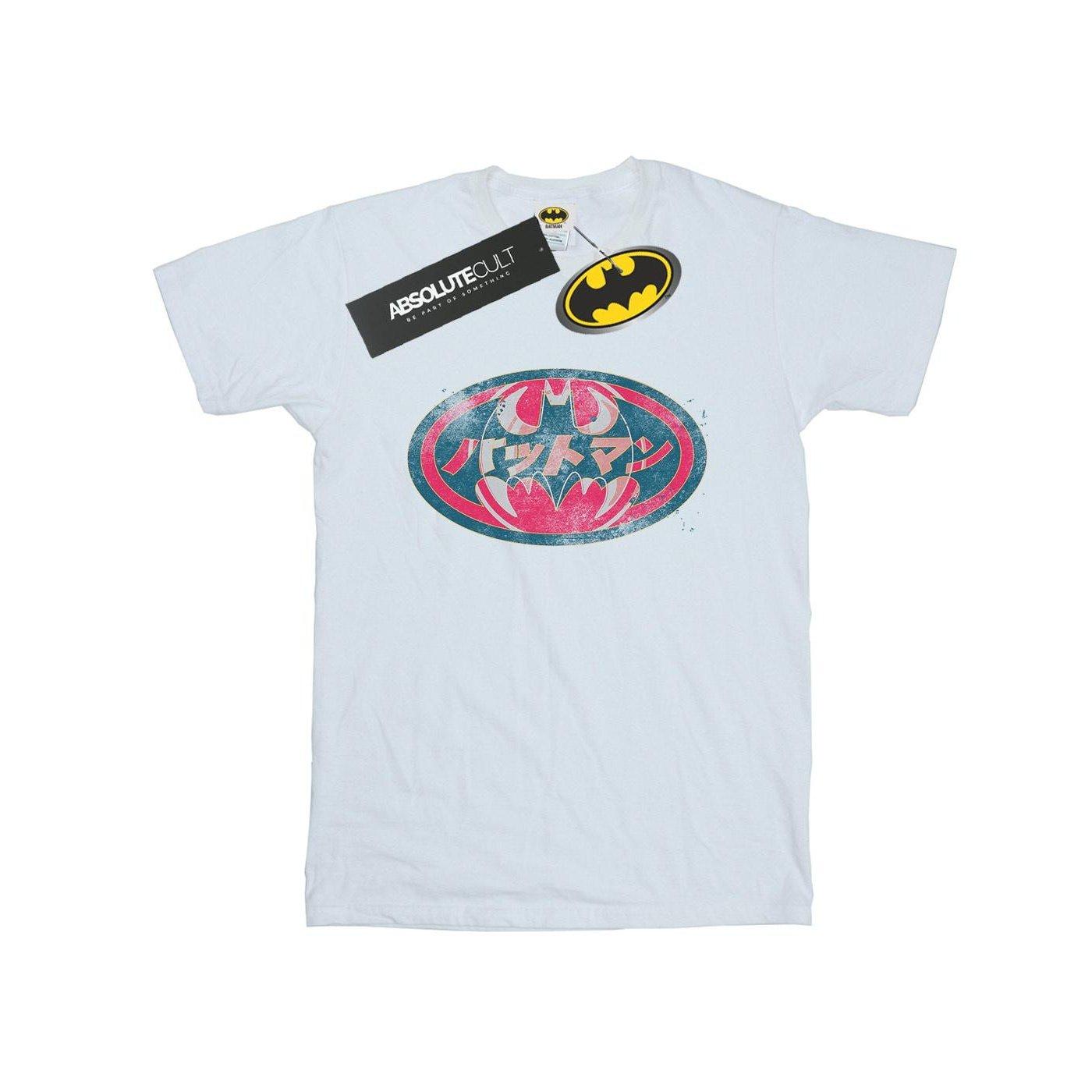 Image of Batman Japanese Logo Red Tshirt Damen Weiss S