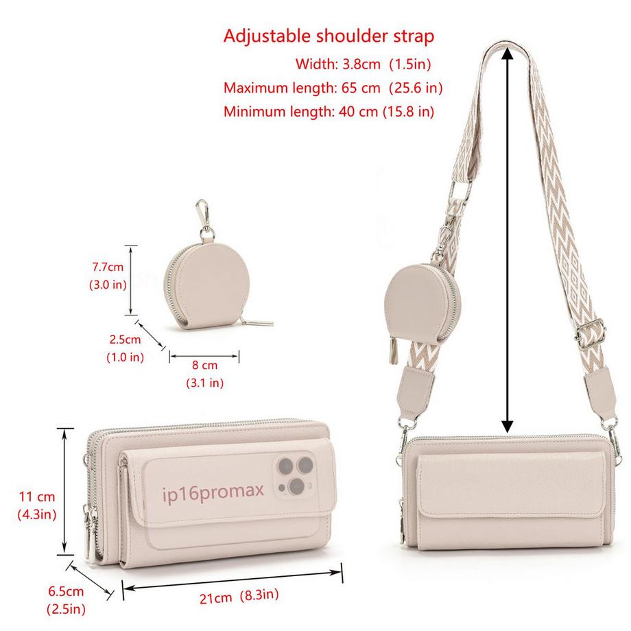 Only-bags.store Petit sac à main avec porte-monnaie détachable  