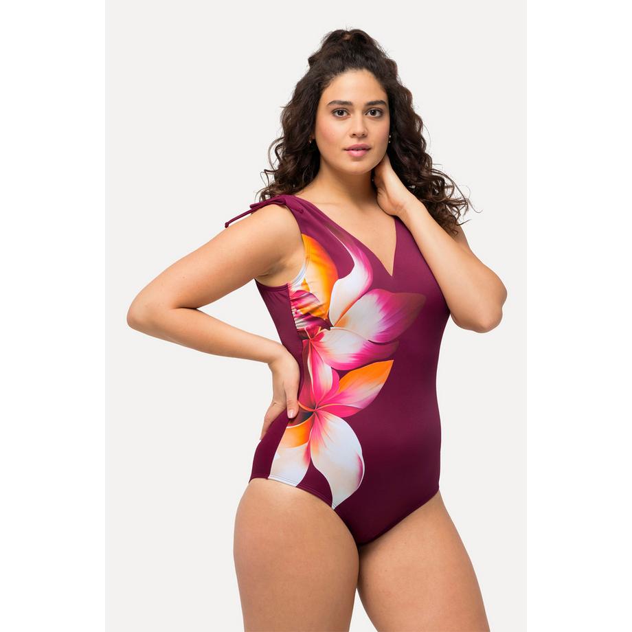 Ulla Popken Costume da bagno floreale coppe morbide scollo a cuore  