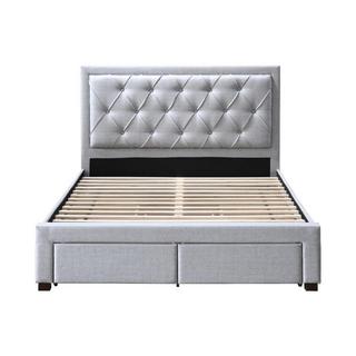 Vente-unique Letto con Cassetti 140 x 190 cm Tessuto Grigio  - LEOPOLD  