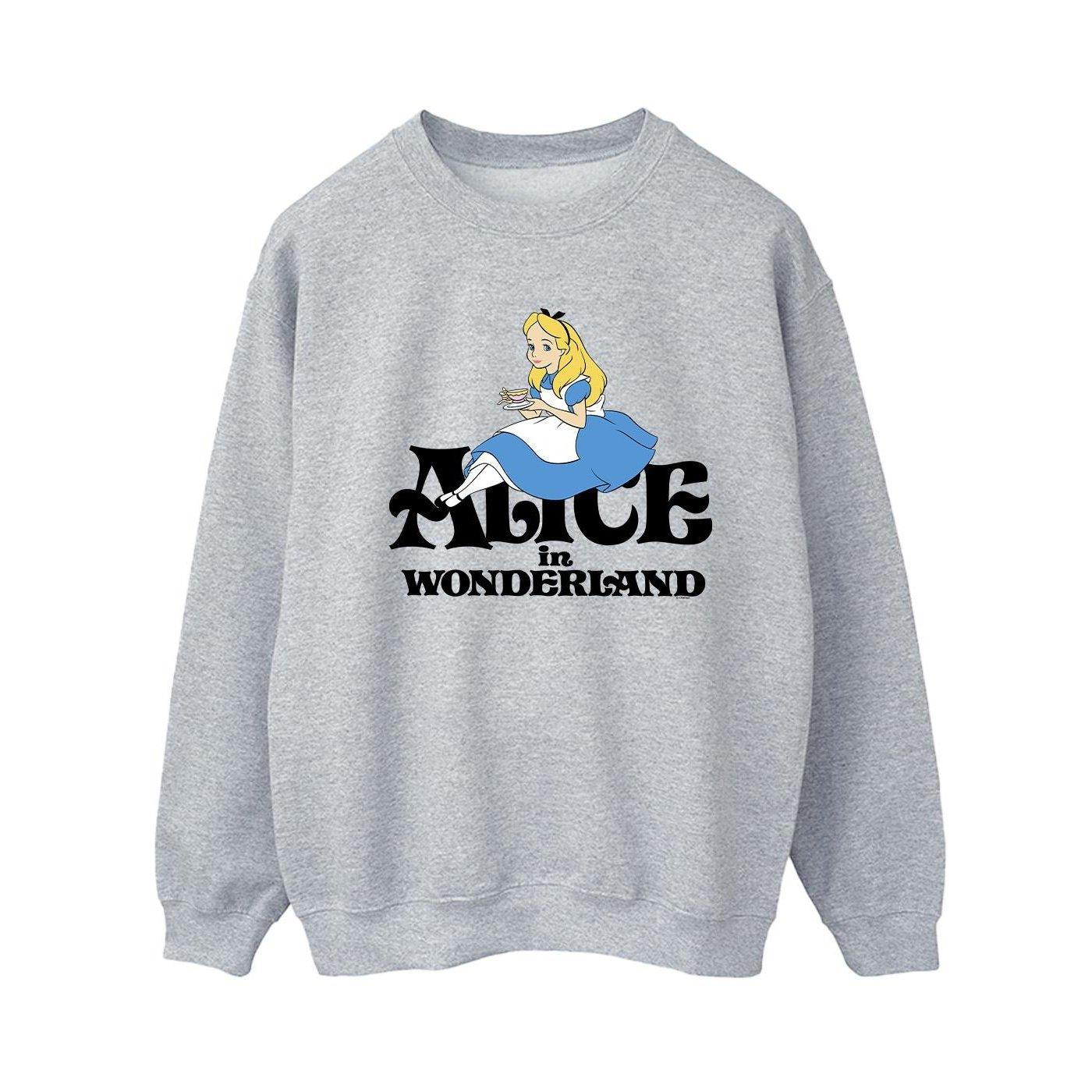 Image of Alice In Wonderland Tea Drinker Classic Sweatshirt Damen Grau XXL