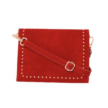 Wildleder-Crossbody-Tasche mit Nieten