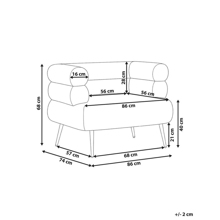 Beliani Fauteuil en Tissu Glamour BOVIK  
