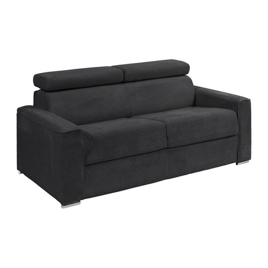 Vente-unique Schlafsofa mit Matratze 4-Sitzer - Liegefläche 160 cm - Matratze 22 cm - Cord - Grau - VIZIR  