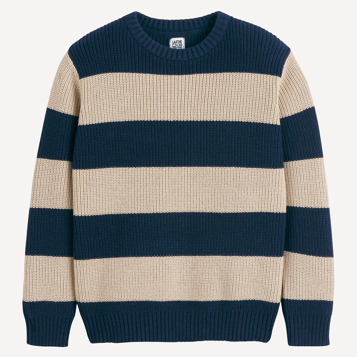 La Redoute Collections  Gestreifter Rundhals-Pullover aus rustikalem Strick 