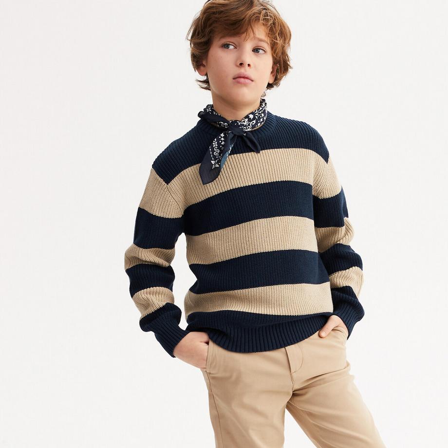 La Redoute Collections  Gestreifter Rundhals-Pullover aus rustikalem Strick 