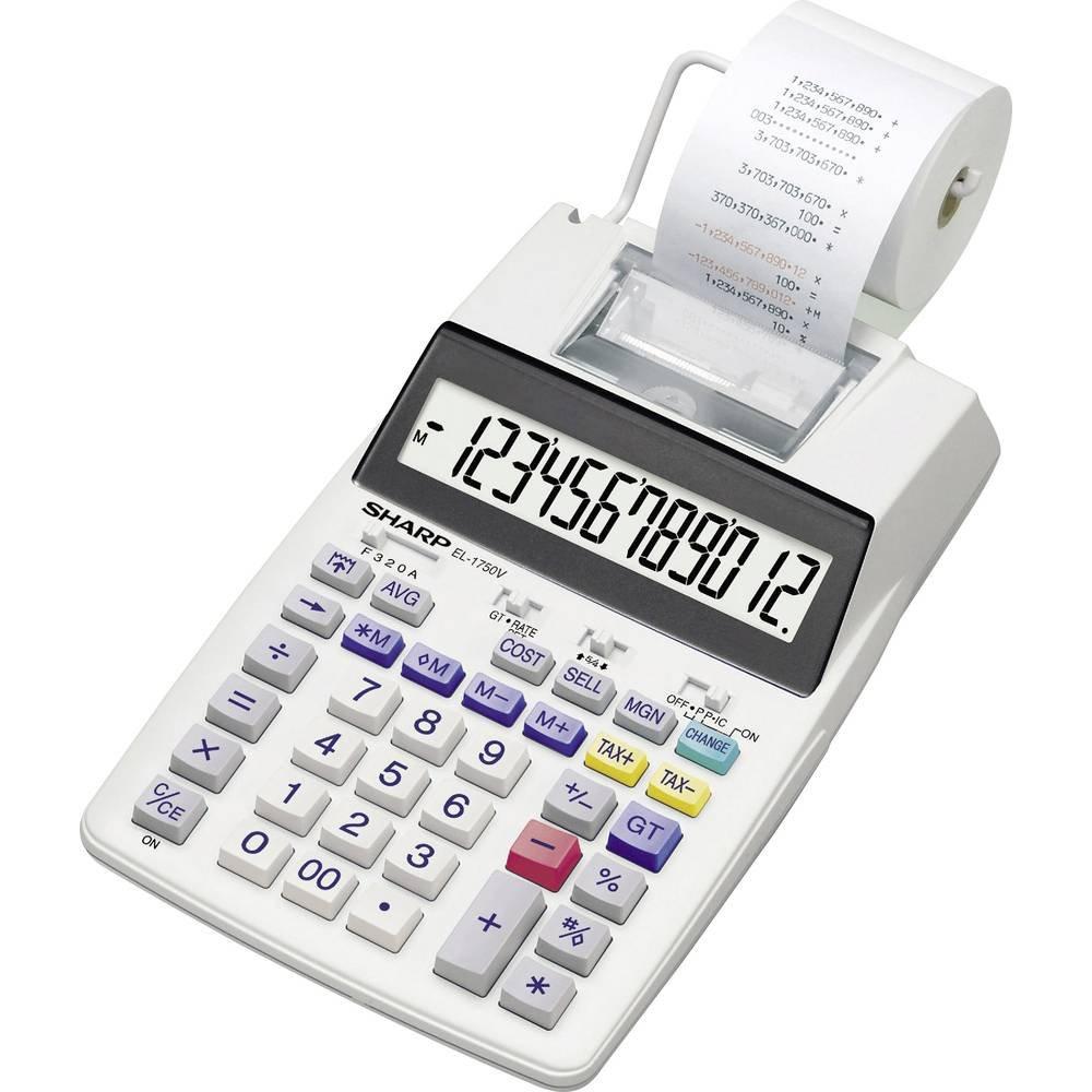 SHARP Calcolatrice da tavolo scrivente Bianco Display (cifre): 12 a batteria, rete elettrica (opziona  