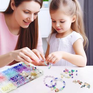 Activity-board  Jeu de perles à enfiler, 605 pièces bracelets perles colorées perles artisanales Perles 