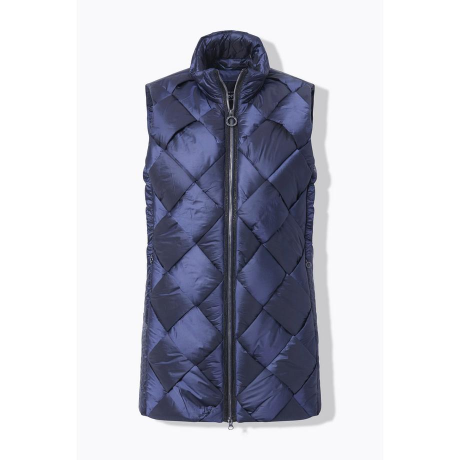 Ulla Popken Longue Veste Matelassée Col Montant Matelassage Two-Tone Sans Manches  