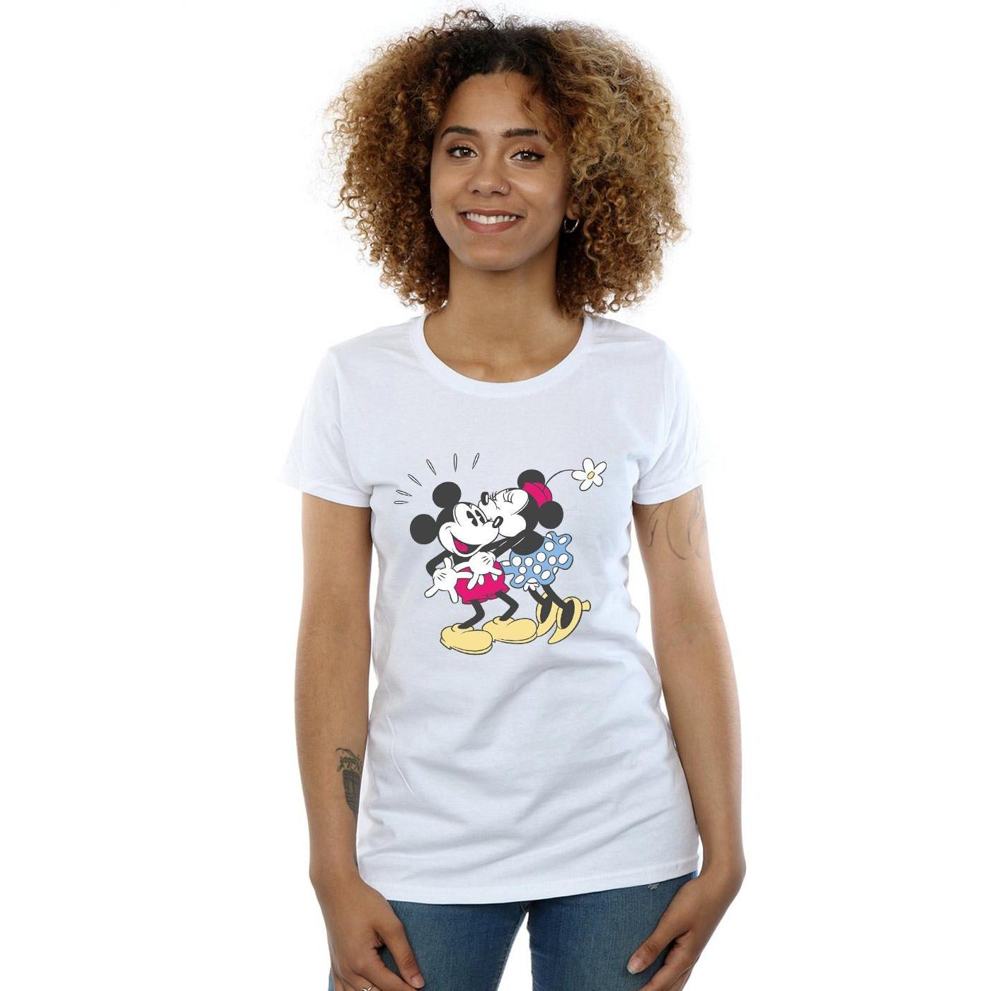 Image of Mickey And Minnie Mouse Kiss Tshirt Damen Weiss XL