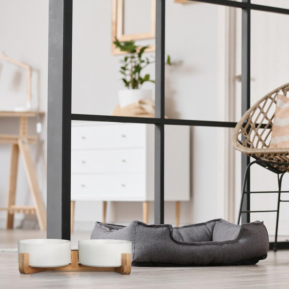 B2X  Keramik-Hundenapf mit Bambusrahmen 