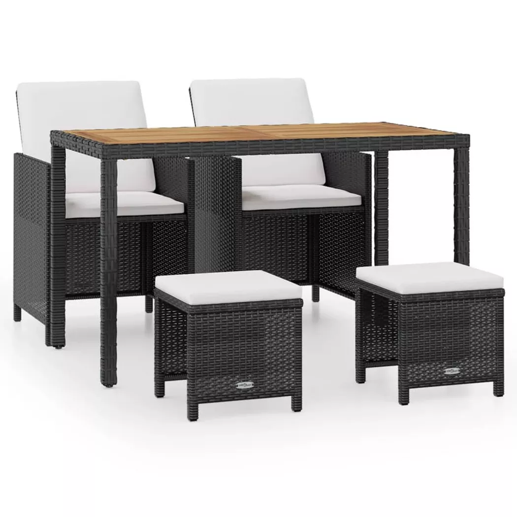 Salon de jardin Vidaxl rotin noir 5 pieces 123.0 x 60 x 74