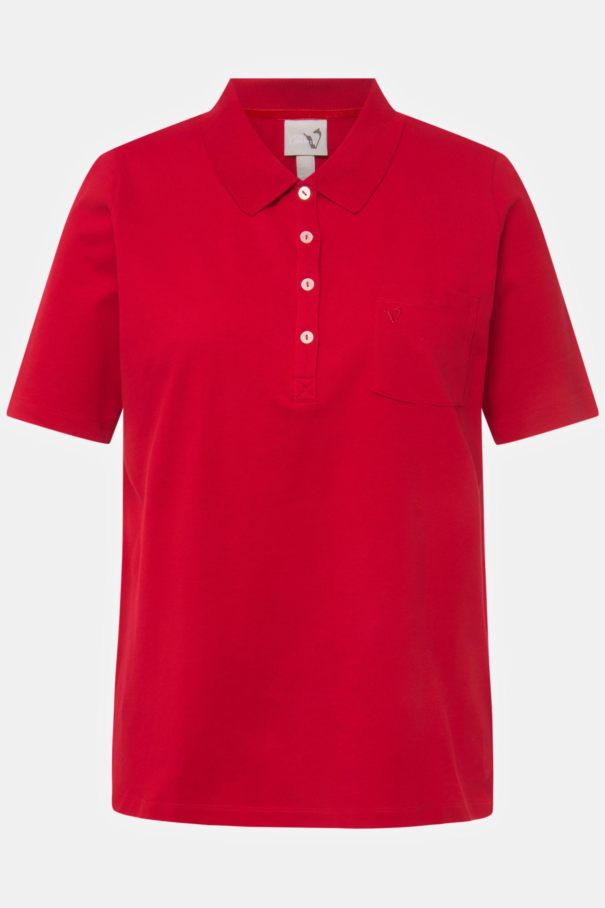 Ulla Popken  Maglia polo con rombi a punto ajour e mezze maniche 