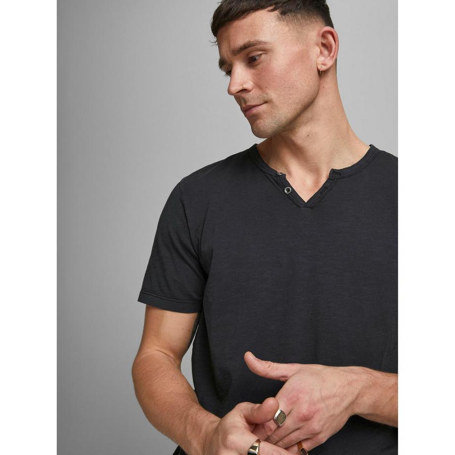 JACK & JONES T-shirt Col Fendu Manches Courtes  