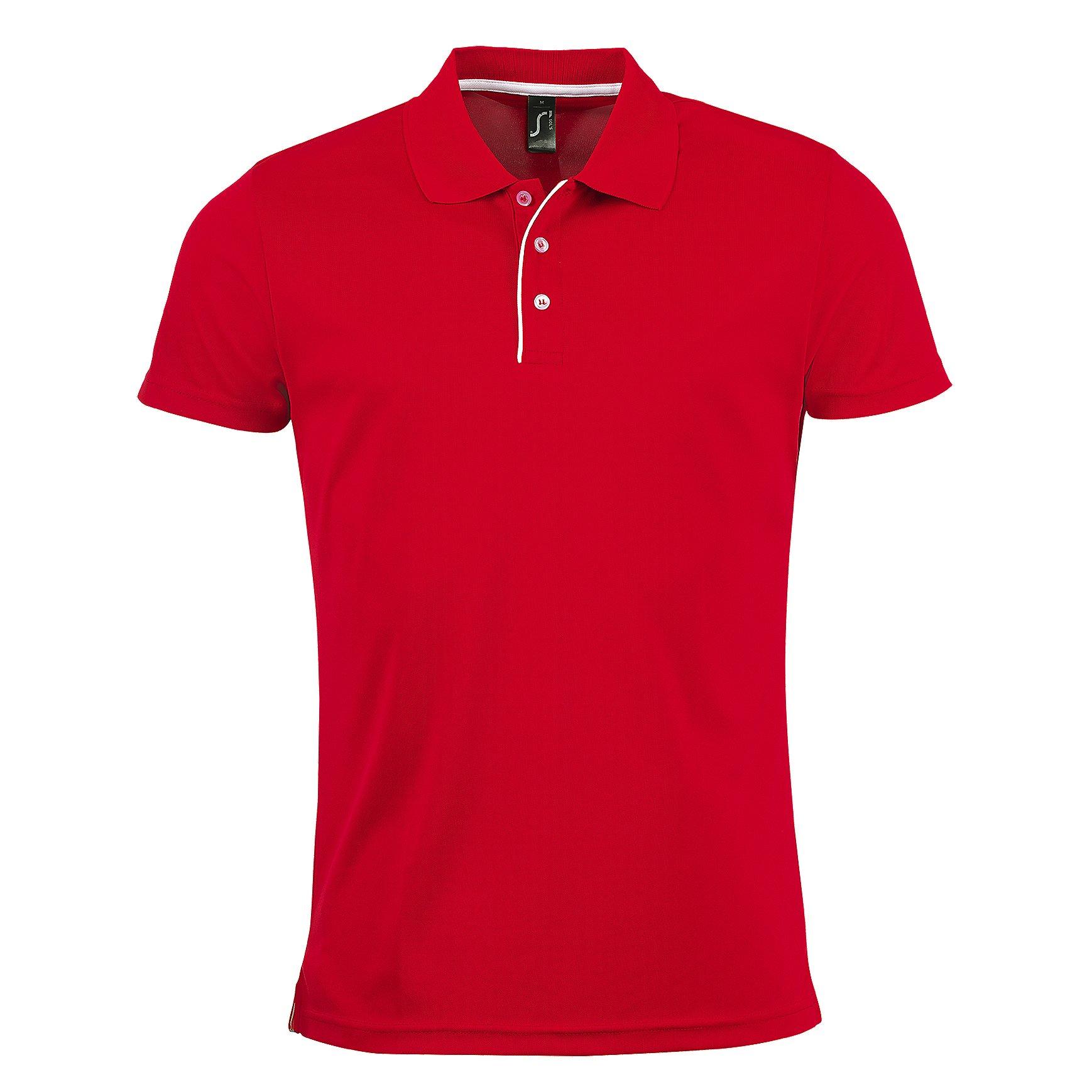 Image of Pique Polo Shirt Performer, Kurzarm Herren Rot Bunt M