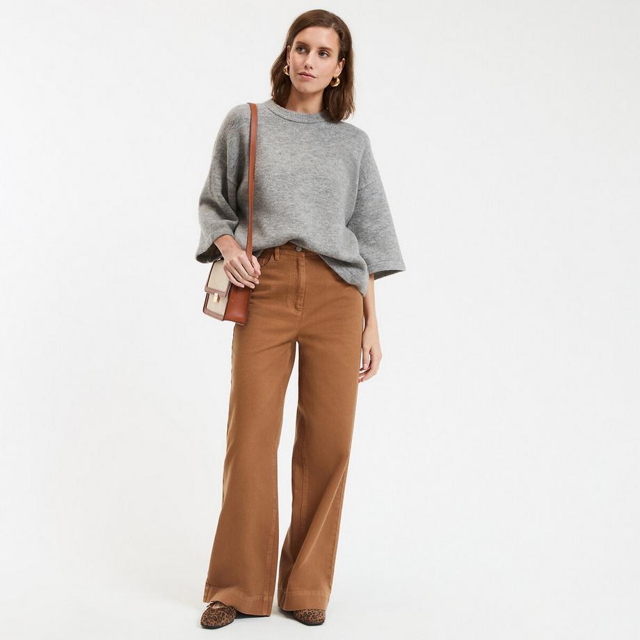 La Redoute Collections Locker sitzender Rundhals Grobstrick Pullover  