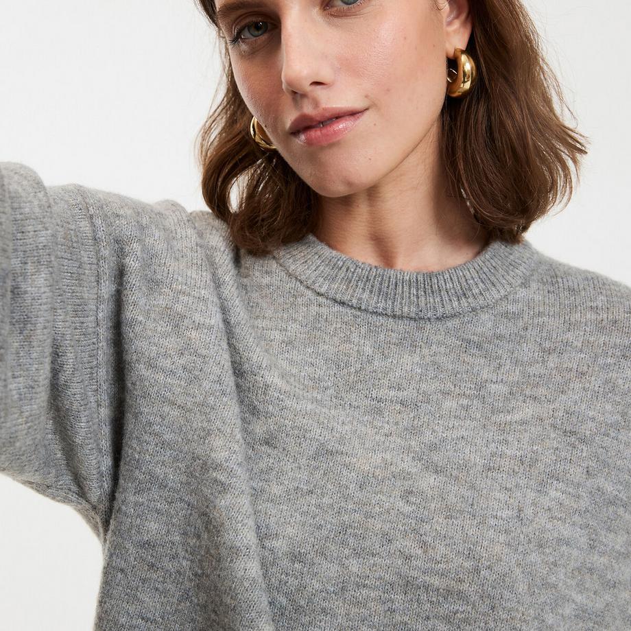 La Redoute Collections Locker sitzender Rundhals Grobstrick Pullover  