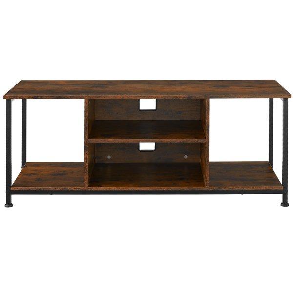 Tectake Meuble bas avec quatre compartiments ouverts et une étagère variable  