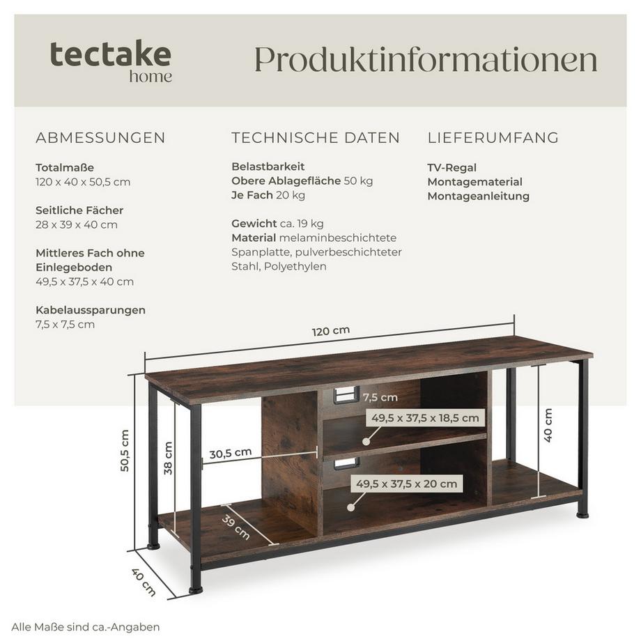 Tectake Mobile TV Denver stile industriale  