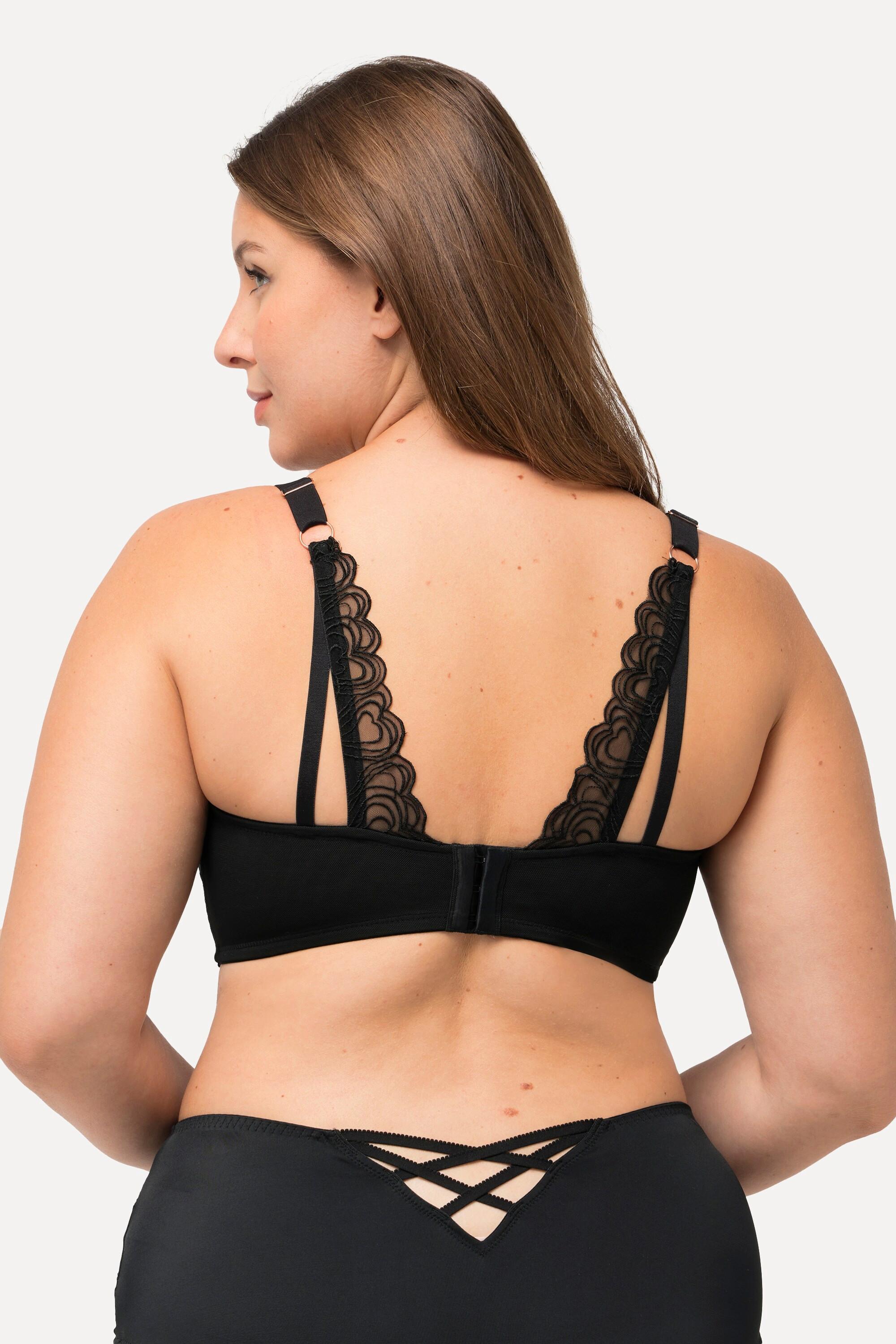 Ulla Popken  Soutien-gorge à armatures, dentelle motif cœurs et rubans fantaisie - bonnet C-F 