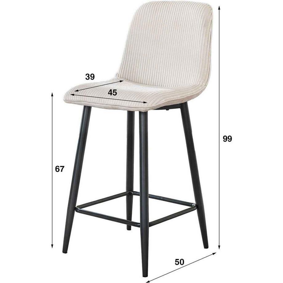 mutoni Barstuhl Rib Rock creme-grau  