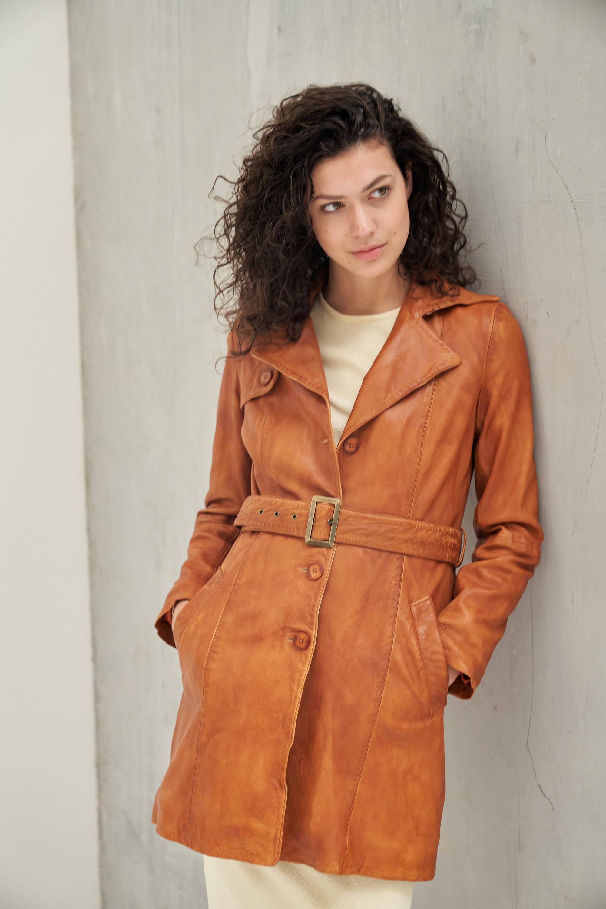 RICANO  Manteau en cuir  Kate, trench avec ceinture 