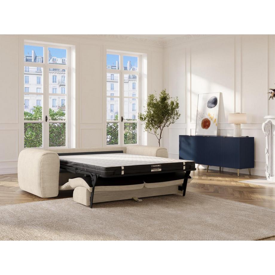 Vente-unique Sofa 3-Sitzer mit Matratze - Cord - Beige - POGNIA  