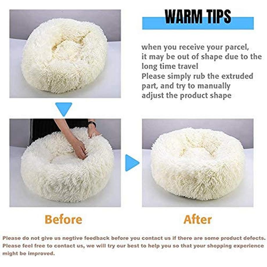 Alopini  Hundebett Katzenbett Flauschiger runder Plüsch - Donut Kuscheliges Hundekissen Hundekorb Waschbar Mittlere und große Hunde, Katzen und andere Haustiere 