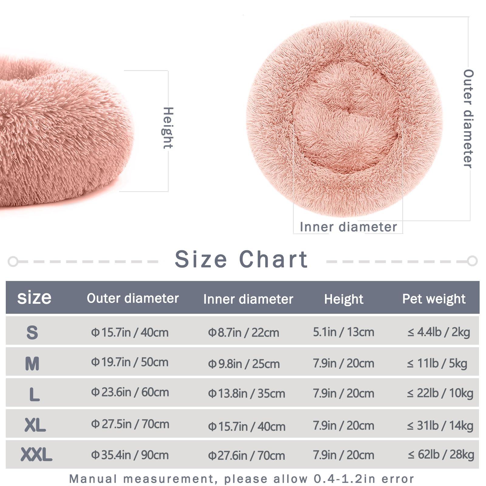 Alopini  Hundebett Katzenbett Flauschiger runder Plüsch - Donut Kuscheliges Hundekissen Hundekorb Waschbar Mittlere und große Hunde, Katzen und andere Haustiere 