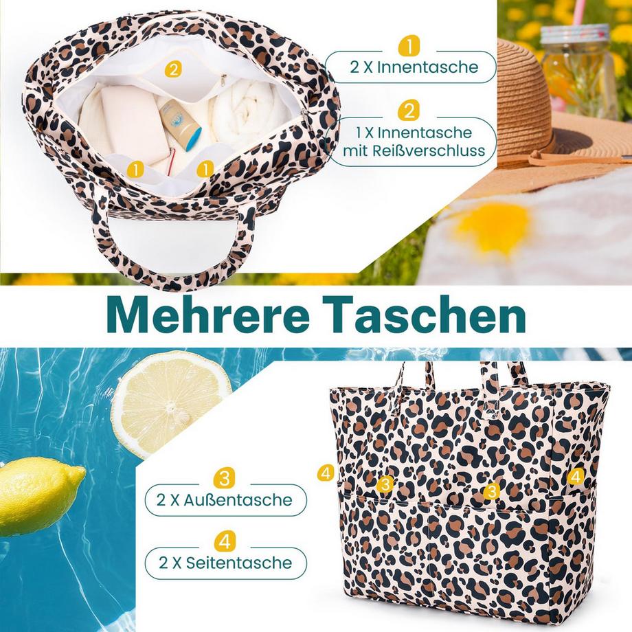 Only-bags.store Sac Shopper à Fermeture Éclair Imprimé Léopard  