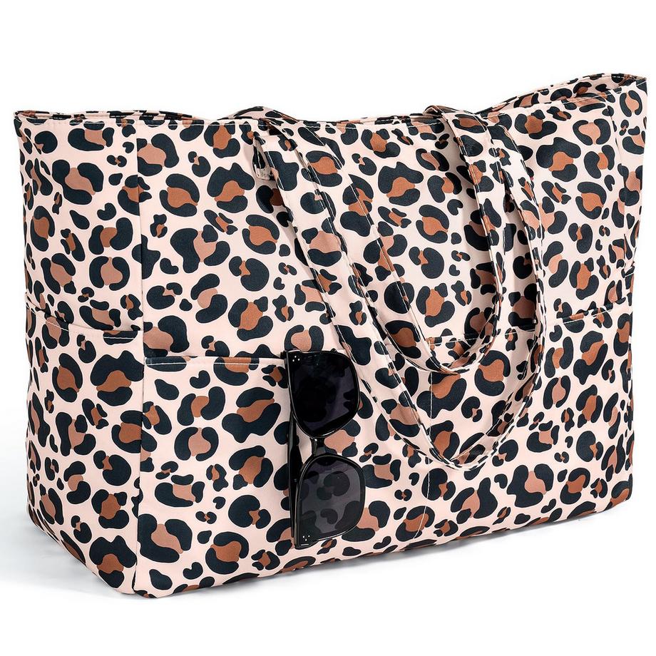 Sac de Plage avec Zip Shopper, Grand Sac de Piscine Pliable Léger, Les Vacances Doivent Faire Du Shopping