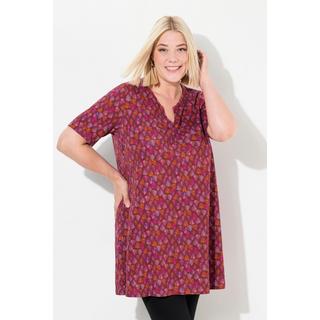 Ulla Popken  Longshirt, Dreiecksmuster, Tunika-Ausschnitt, Halbarm 