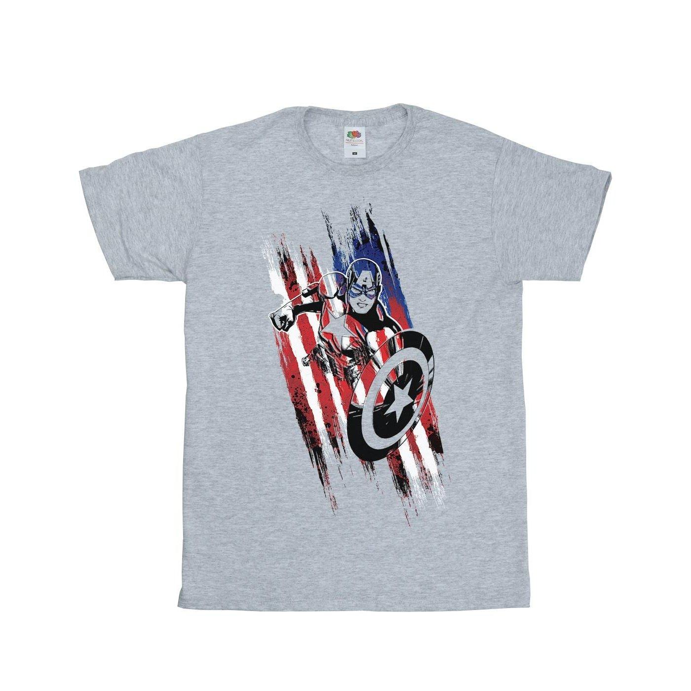 Image of Avengers Captain America Streaks Tshirt Damen Grau 3XL