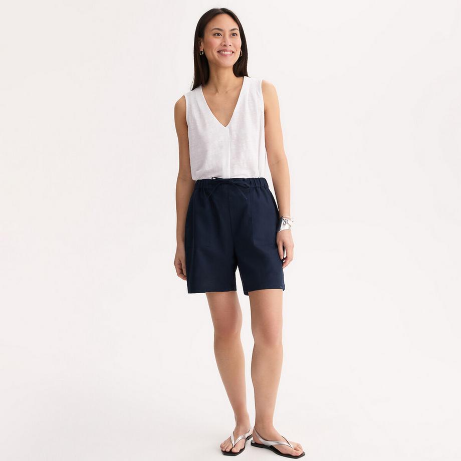 La Redoute Collections T-shirt senza maniche lino scollo a V  