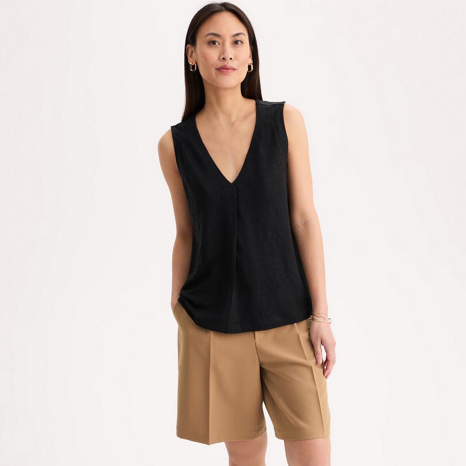 La Redoute Collections T-shirt senza maniche lino scollo a V  