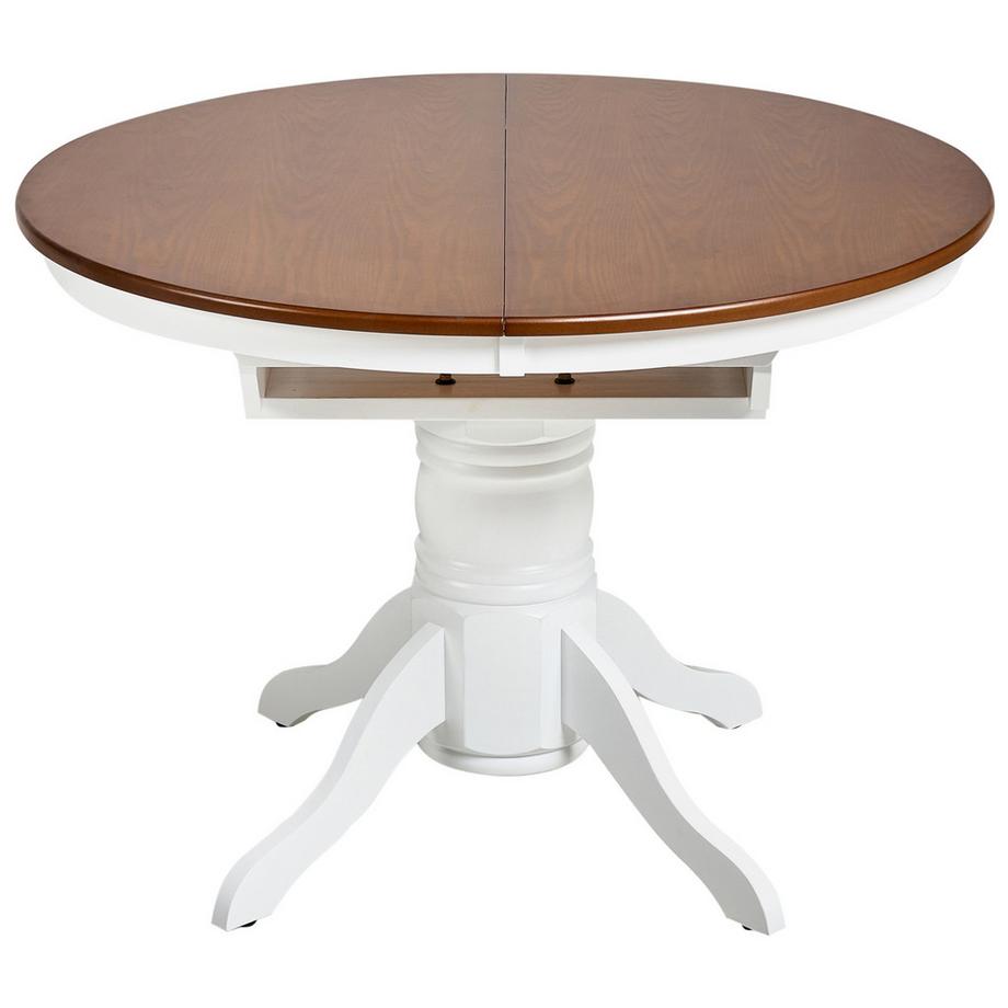 Beliani Ausziehbarer Esstisch aus Gummibaumholz Landhausstil AKRON  