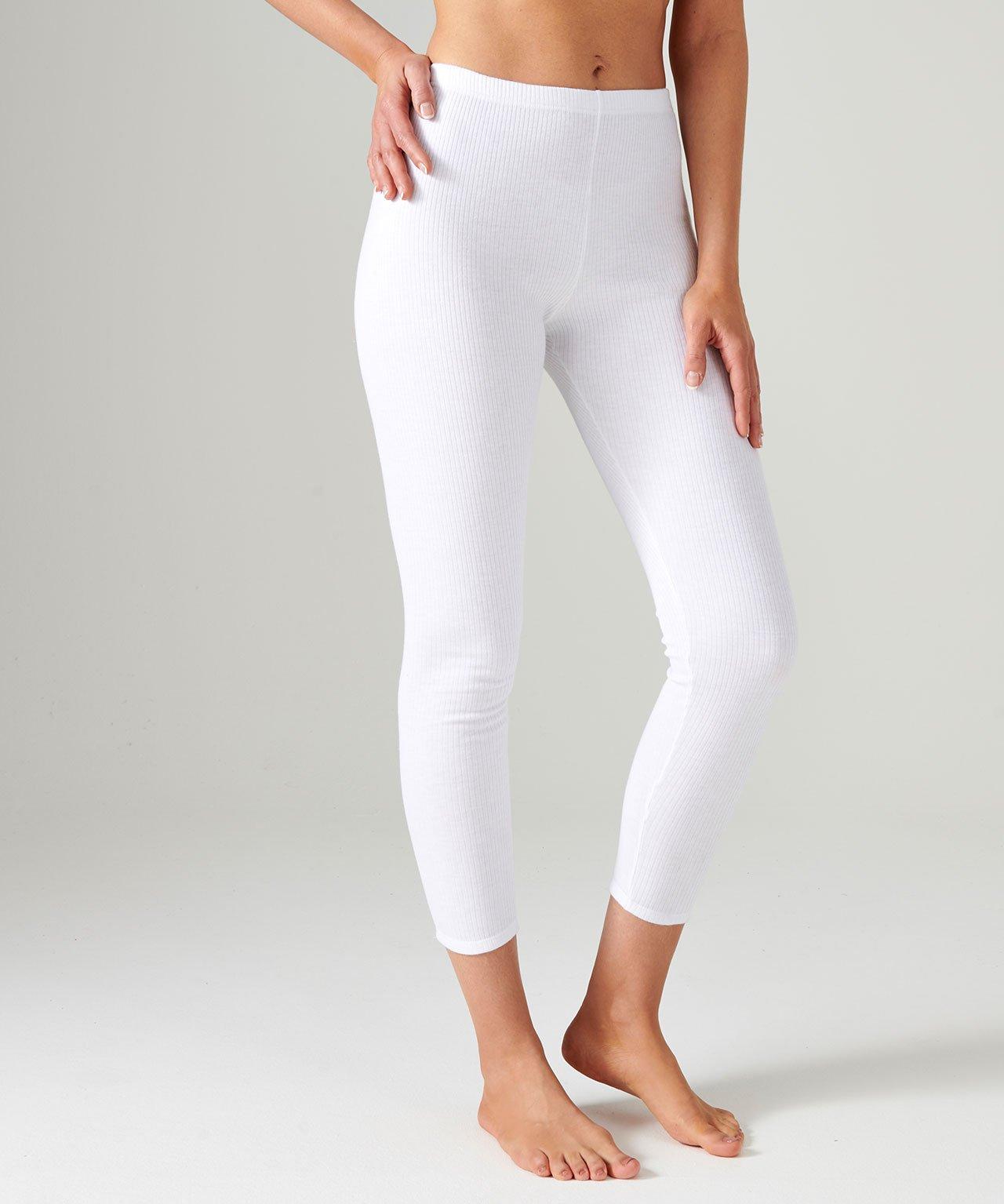 Image of Lange Unterhose, Geripptes Material Aus Thermolactyl-molton, Wärmegrad Intense 4. Damen Weiss 38/40